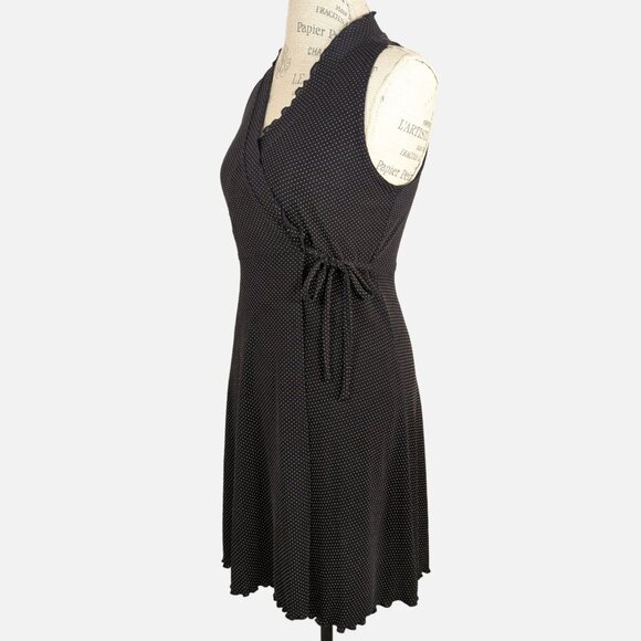 Y2K Vintage Jonathan Martin Black and White Polka Dot Wrap Dress - Size 7 - Picture 2 of 7